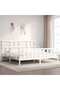 6FT Super King Bed Frame with Headboard, White, Solid Wood