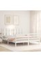 Bed frame with headboard, white, solid wood, king size 5FT - 3