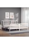 Super King Size Bed Frame with Headboard, White, Solid Wood - 3