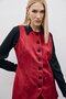 Buttoned Long Suede Vest - Burgundy - 3