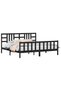 Bed frame with headboard 200x200 cm, black, solid wood - 3