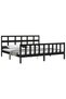 Bed frame with headboard 200x200 cm, black, solid wood - 4