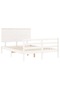Bed frame with headboard, 140x190 cm, white, solid wood - 5