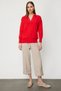 Women's Chain Collar Polo Collar Red Sweater 66336 - 3
