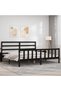 Bed frame with headboard 200x200 cm, black, solid wood - 4