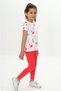 Girl's 2-Piece Set Printed Crew Neck T-Shirt & Leggings with Elastic Waist - 2