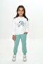 Girl's 2-Piece Set Printed Crew Neck Sweatshirt & Jogger Sweatpants with Elastic Waistband - 2
