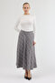 Gray-Brown Aura High Waist A-Line Plaid Midi Skirt - 6