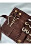 حقيبة مجوهرات من الجلد باللون البني الحار (100% جلد) - 4