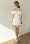 White Tulle Detail Mini Evening Dress for Engagement, Promise, Wedding Civil Ceremony, Home Exit - 3
