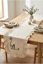 Butterfly Embroidery Detailed Ruffled Table Runner 40X120 cm – Stylish Decorative Table and Console Cover