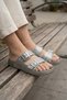 Silver Women's Glittery Shimmer Buckled Coast Summer Dowry Daily Slipper 7324Nav - 5