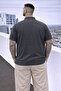 Men's Large Size Comfortable Fit Smoked Polo Collar T-Shirt - 4