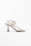 Women's Beige Heeled Sandals Bp02My01E - 3