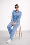 tencel denim set, belted shirt and pants set, top and bottom denim set - 3