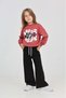 Girl's 2-Piece Set: Printed Crew Neck Sweatshirt & Elastic Waist with Pockets, Wide Leg Sweatpants - 4