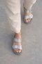 Silver Women's Glittery Shimmer Buckled Coast Summer Dowry Daily Slipper 7324Nav - 7