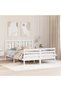 Bed frame with headboard, white, solid wood, King Size 5FT