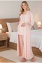 New Season Pink Summer Short Lace Sleeve Design Buttoned Maternity Maternity Dressing Gown Pajama Set 3-Piece Set - 3