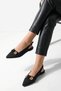 Women's Pointed Toe Stoned Knitwear Ballerina Greta Black - 6