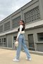 (Aşk)Palazzo Love 90's Loose Selena Snow Blue High Waist Loose Pants (Blueva) - 3
