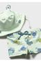 Newborn Baby Boy Uv Protection Swimsuit Set Green - 3