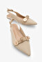 Greta Women's Stoned Knitwear Ballerinas - Beige - 2