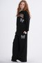Girl's Black Lettering and Bow Print Detailed Tracksuit Set Printed Oversized Wide-Leg - 6