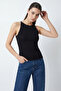 Women's Strappy Knitted Tank Top 15935 - Black - 4