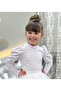 Girl's White Glittery Long Watermelon Sleeve Blouse Badi