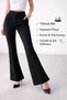 Hayal 270-02-26 Women's High Waist Spanish Flare Pants with Button Detail, Stylish & Slimming Trousers - 2
