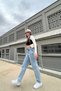 (Aşk)Palazzo Love 90's Loose Selena Snow Blue High Waist Loose Pants (Blueva)