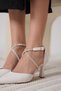 Stoned Women's White Heeled Shoes Bp12Ms03B - 5