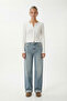 Women's Karmen Button Detailed Long Sleeve White Basic Top / Blouse - 5