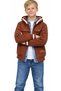 Boy's Zipper Closure Quilted Jacket Long Sleeve Shirt T-Shirt Pants Brown Four-Piece Set - 3