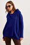 Women's Cobalt Blue Wrap Collar Buttoned Knitwear Cardigan Hrk-19000326