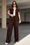 Brown Woven Garnished Zippered Vest and Double-Pocket Modal Trousers Set Alc-X15327 - 3