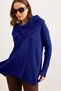 Women's Cobalt Blue Wrap Collar Buttoned Knitwear Cardigan Hrk-19000326 - 3