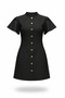 Black Judge Collar Button Detailed Mini Woven Dress Alc-X15303 - 3