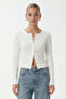 Women's Karmen Button Detailed Long Sleeve White Basic Top / Blouse - 4