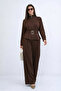 Brown Self-Belted Zip-Up Jacket And Pleated Trousers Set ALC-X15325 - 2