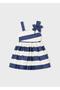 Girl's One-Shoulder Floral Dress Navy Blue - 3