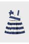 Girl's One-Shoulder Floral Dress Navy Blue - 4