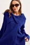 Women's Cobalt Blue Wrap Collar Buttoned Knitwear Cardigan Hrk-19000326 - 2