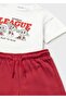 Baby Boy Two T-Shirts Combed Cotton Shorts Set Red - 3