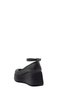 Black Leather High Wedge Heel Women's Loafers - 3