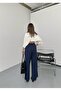 Elastic Waist, Lace-Up, Wide-Let Palazzo Linen Pants - 5