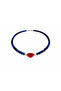 Kyanite Natural Stone Necklace – Red Heart Figured Women's Necklace with Navy Blue Beads - 2