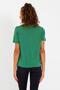 Women's Tencel Fabric V-Neck Pieced T-Shirt Green - 4