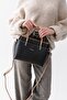 Pera Adjustable Strap, Embossed Lettering, Large Volume Women's Black Tan Hand and Shoulder Bag Pbu5404 - 3